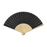 Bamboo and paper fan with perforated decorations black colour