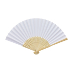 Bamboo and paper fan with perforated decorations white colour