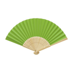 Bamboo and paper fan with perforated decorations green colour