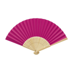 Bamboo and paper fan with perforated decorations pink colour