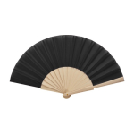 Hand fan made of wood and polyester, fully smooth black colour