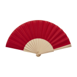 Hand fan made of wood and polyester, fully smooth red colour