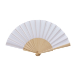 Hand fan made of wood and polyester, fully smooth white colour