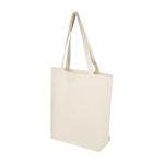 Organic cotton bag with wide base and long handles, 180 g/m², 11 L natural colour