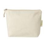 Organic cotton toiletry bag with zippered compartment, 180 g/m² natural colour