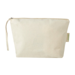 Large organic cotton toiletry bag with hand strap, 180 g/m² natural colour