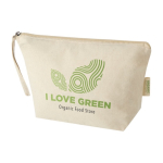 Large organic cotton toiletry bag with hand strap, 180 g/m² natural colour