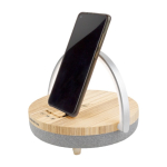 Prixton 4-in-1 10W speaker with LED light and wireless charging base wood colour