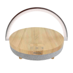 Prixton 4-in-1 10W speaker with LED light and wireless charging base wood colour