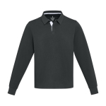 Unisex rugby-style organic cotton polo, 280 g/m², Elevate NXT black colour