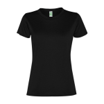 Women's recycled polyester sports t-shirt, 100 g/m², Roly black colour