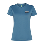 Women's recycled polyester sports t-shirt, 100 g/m², Roly pastel blue colour