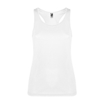 Women's sports vest made of technical fabric, 140 g/m², Roly white colour