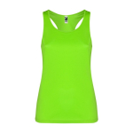 Women's sports vest made of technical fabric, 140 g/m², Roly lime colour