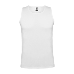 Men's technical sports vest made of polyester, 140 g/m², Roly white colour