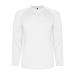 Men's long-sleeved polyester sports t-shirt, 150 g/m², Roly white colour