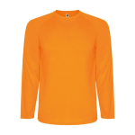 Men's long-sleeved polyester sports t-shirt, 150 g/m², Roly neon orange colour