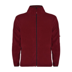 Full-zip polyester fleece branded sweatshirt, 300 g/m², Roly burgundy colour