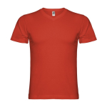 Men's V-neck cotton short-sleeved t-shirt, 155 g/m², Roly red colour