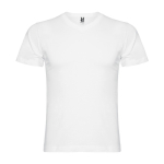 Men's V-neck cotton short-sleeved t-shirt, 155 g/m², Roly white colour