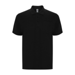 Unisex cotton and polyester piqué polo with pocket, 190 g/m², Roly black colour