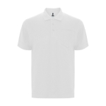 Unisex cotton and polyester piqué polo with pocket, 190 g/m², Roly white colour