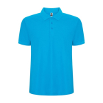 Men's cotton and polyester piqué polo shirt, 190 g/m², Roly turquoise colour