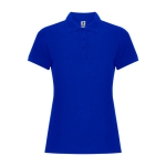 Women's cotton and polyester piqué polo shirt, 190 g/m², Roly blue colour