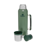 Stainless steel bottle with drinking cup, 1 L, Stanley Classic dark green colour