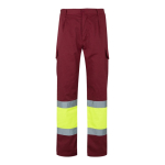 Cotton and polyester work trousers, reflective, 210 g/m2, burgundy colour second view