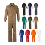 Work overalls, cotton and polyester, with zip, 200 g/m2, various colours