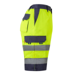 High-visibility work shorts with reflective elements, 210 g/m2, yellow colour fourth view