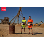 High-visibility work shorts with reflective elements, 210 g/m2, still life view