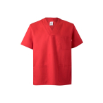 Short-sleeved twill tunic, polyester and cotton, 190 g/m2, red colour