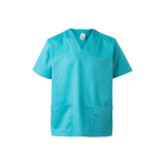 Short-sleeved twill tunic, polyester and cotton, 190 g/m2, turquoise colour