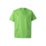 Short-sleeved twill tunic, polyester and cotton, 190 g/m2, lime colour