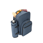 Recycled polyester picnic cooler backpack with utensils blue colour sixth view