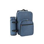 Recycled polyester picnic cooler backpack with utensils blue colour