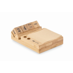 Bamboo desktop calendar for office use with phone stand wood colour main view