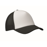 Polyester baseball cap with white front panel, 150 g/m2 white/black colour