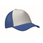 Polyester baseball cap with white front panel, 150 g/m2 white/blue colour