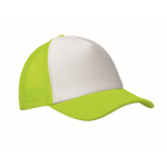 Polyester baseball cap with white front panel, 150 g/m2 lime colour