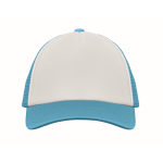 Polyester baseball cap with white front panel, 150 g/m2 cyan blue colour second view