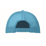 Polyester baseball cap with white front panel, 150 g/m2 cyan blue colour third view