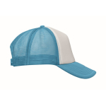 Polyester baseball cap with white front panel, 150 g/m2 cyan blue colour fourth view