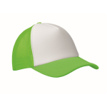 Polyester baseball cap with white front panel, 150 g/m2 neon green colour