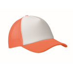 Polyester baseball cap with white front panel, 150 g/m2 neon orange colour