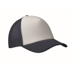 Polyester baseball cap with white front panel, 150 g/m2 ultramarine blue colour