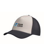 Polyester baseball cap with white front panel, 150 g/m2 ultramarine blue colour view with print area