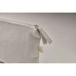 Wash bag made from recycled fabrics with matching zip grey colour second photographic view